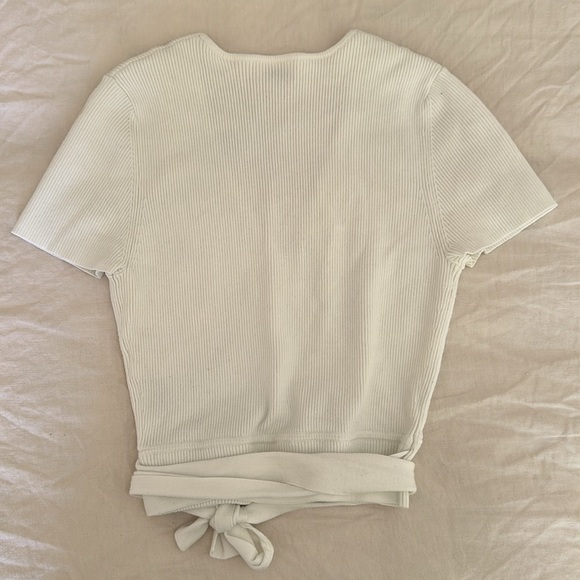 Wilfred Wrap Ribbed Crop Top in White - Picture 2 of 4